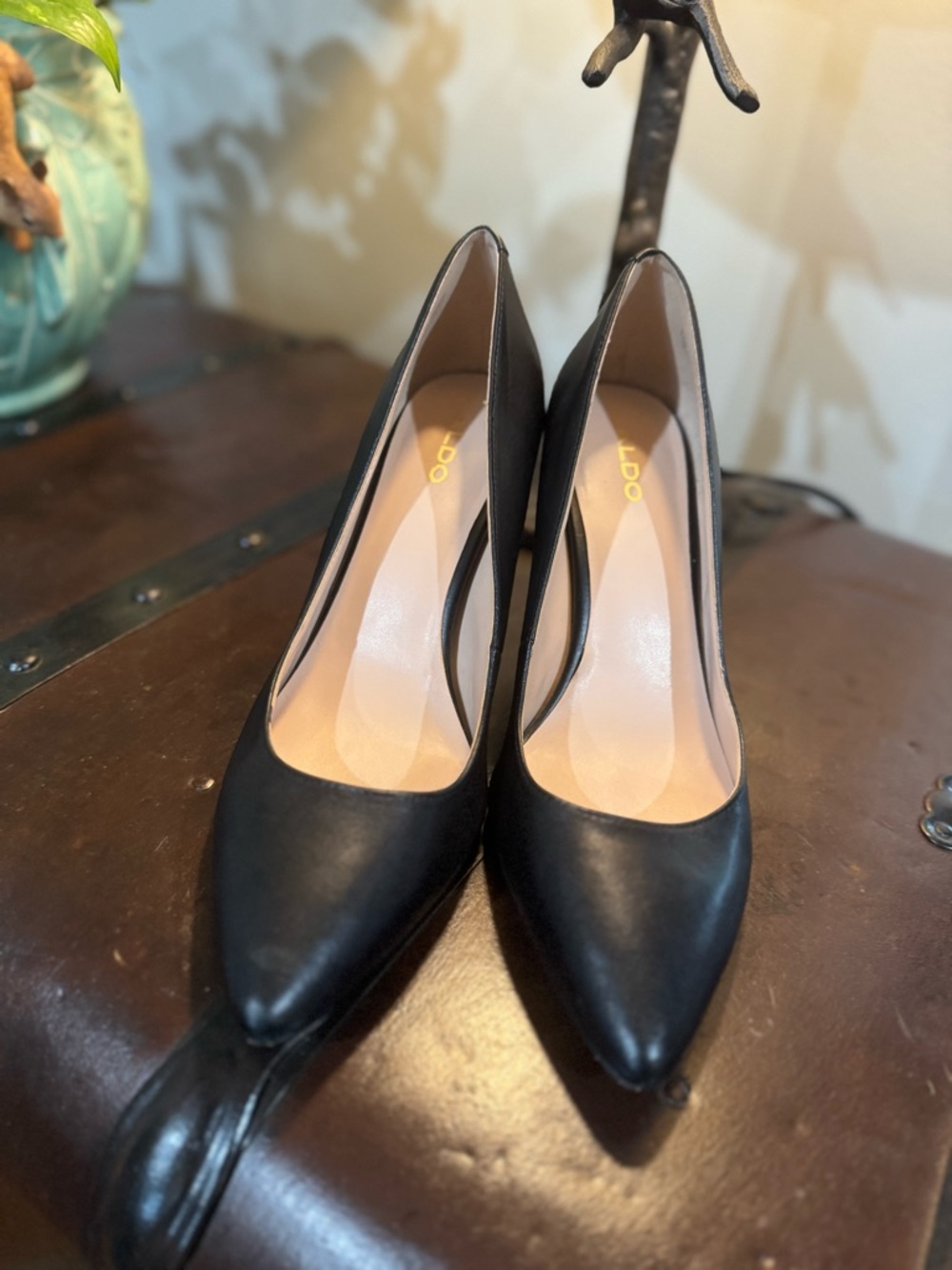 ALDO Black Pointed-Toe Leather Pumps